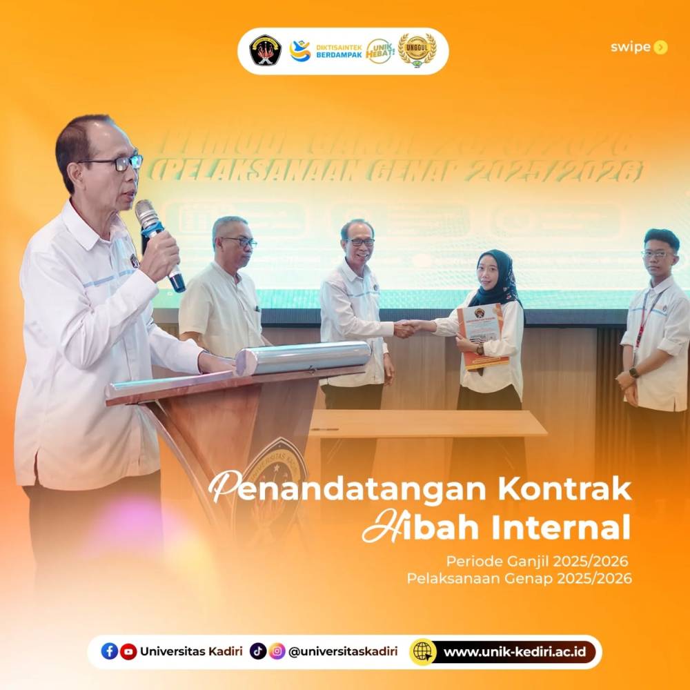 70 Penelitian dan 56 Pengabdian Resmi Didanai, Universitas Kadiri Laksanakan Penandatanganan Kontrak Hibah Internal 2025/2026