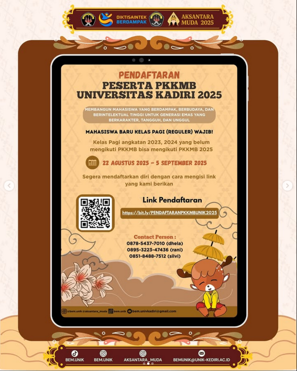 Pendaftaran Peserta PKKMB Universitas Kadiri Tahun 2025