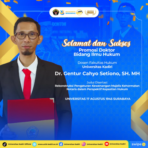 Universitas Kadiri Apresiasi Pencapaian Doktor Baru di Bidang Ilmu Hukum