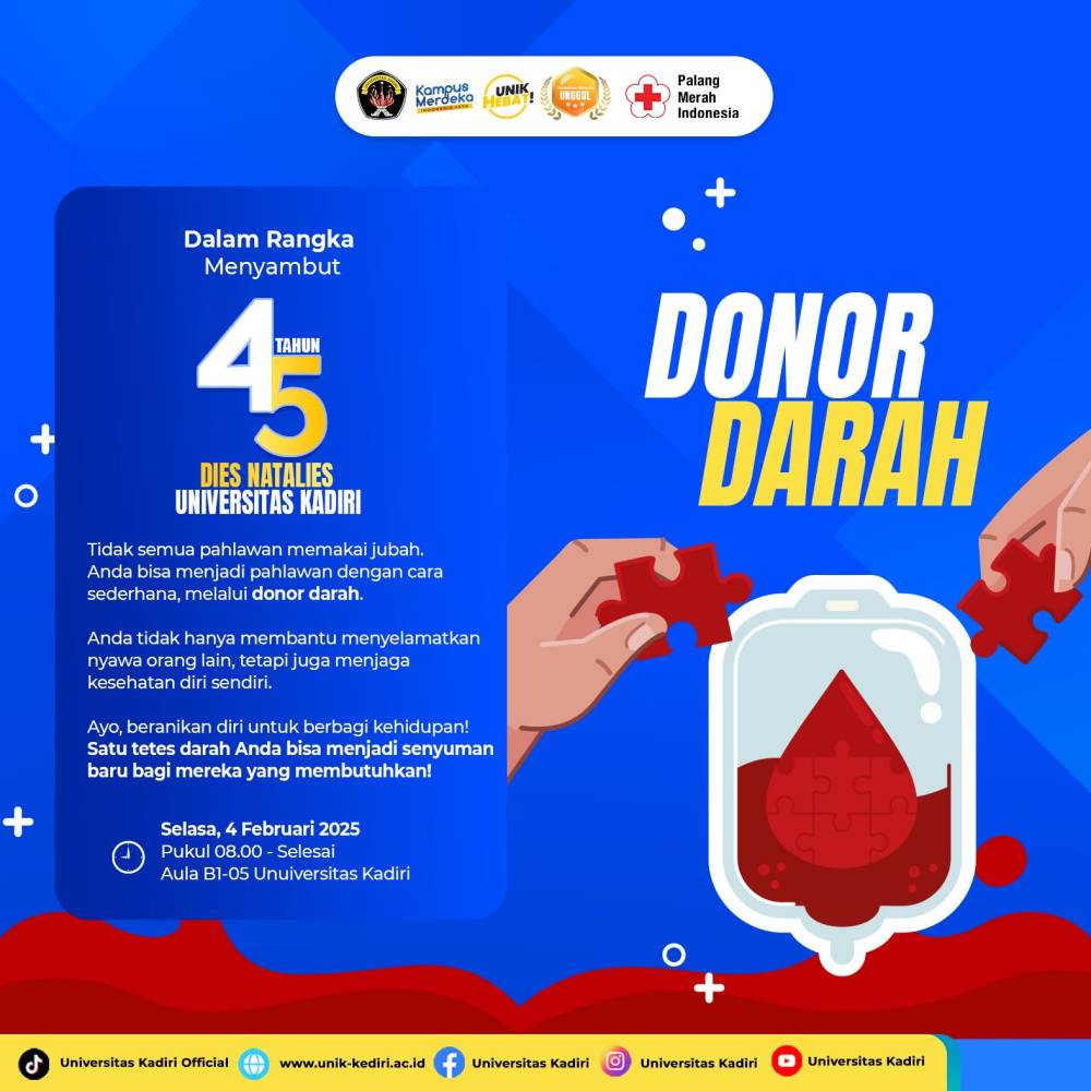 Universitas Kadiri Gelar Aksi Donor Darah dalam Rangka Dies Natalis ke-45