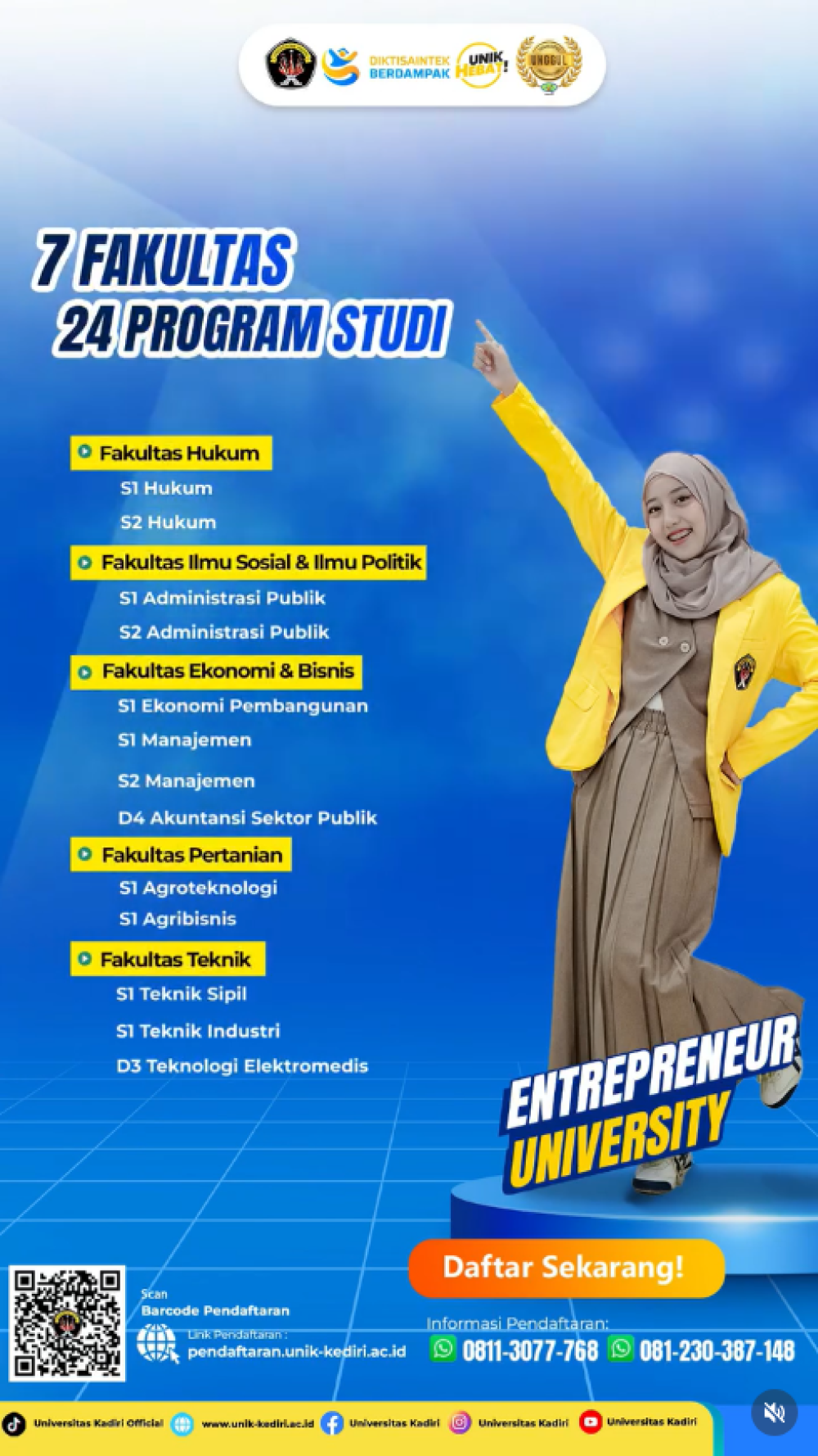 Penerimaan Mahasiswa Baru Universitas Kadiri Gelombang I Resmi Dibuka