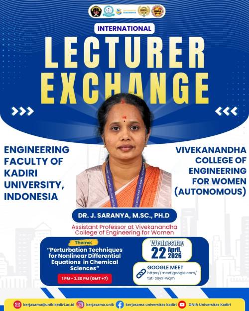 International Lecturer Exchange: Fakultas Teknik Universitas Kadiri–Vivekanandha College of Engineering for Women India Digelar 22 April 2026