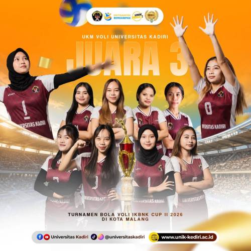 UKM Voli Universitas Kadiri Raih Juara III pada Turnamen Bola Voli IKBNK Cup II 2026 di Kota Malang