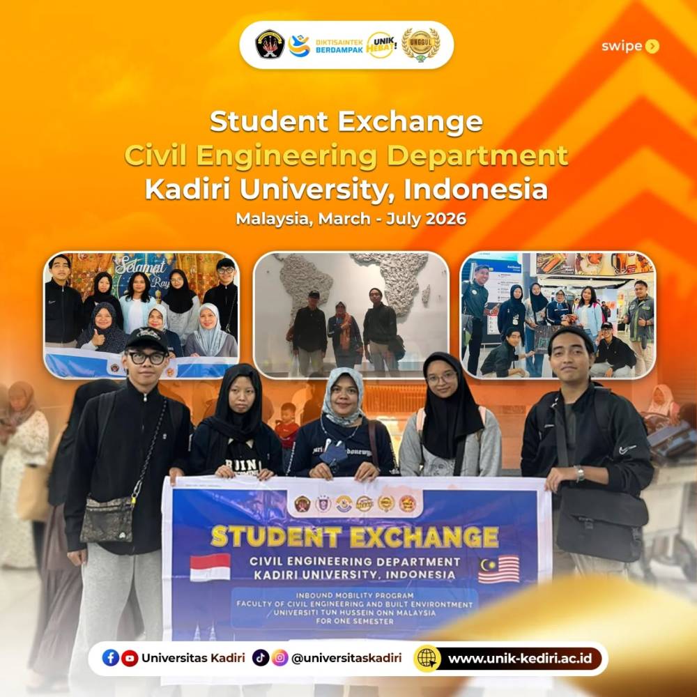 Perluas Cakrawala Internasional, 4 Mahasiswa Teknik Sipil Universitas Kadiri Ikuti Program Inbound Mobility di UTHM Malaysia