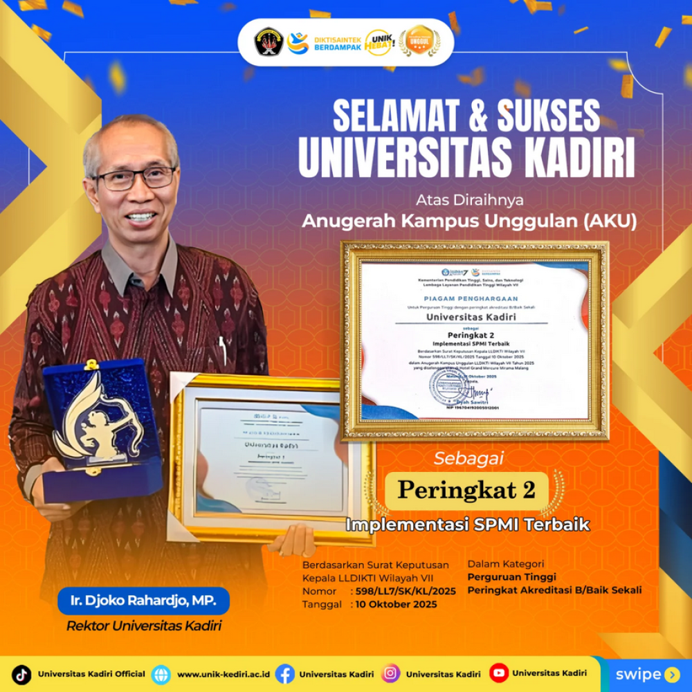 Universitas Kadiri Raih Peringkat 2 Implementasi SPMI Terbaik dan Anugerah Kampus Unggulan 2025