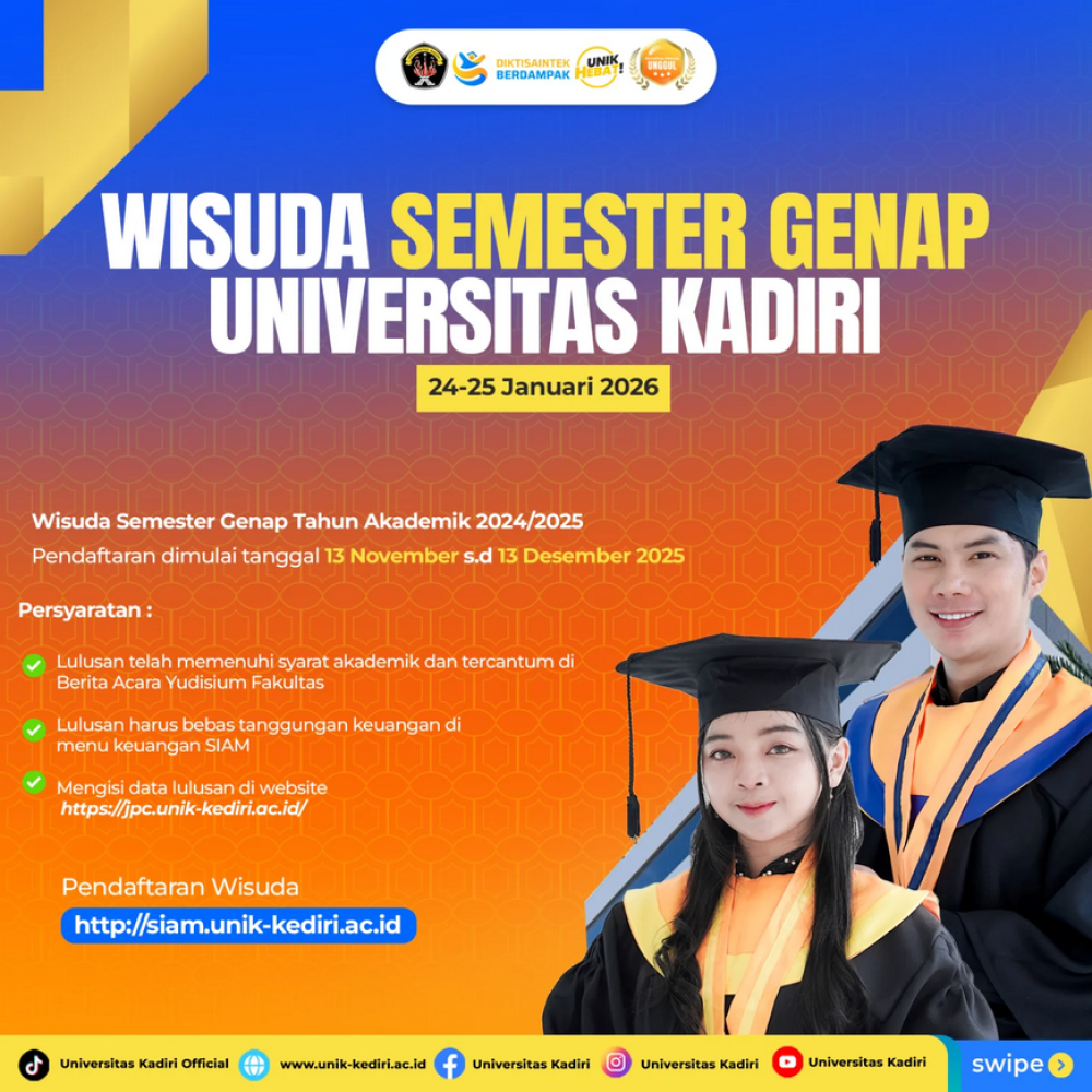 Pengumuman Wisuda Semester Genap Universitas Kadiri Tahun Akademik 2024/2025