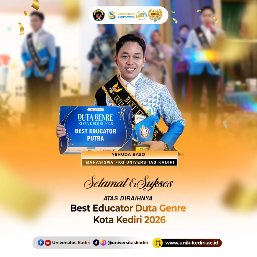 Mahasiswa FKG Universitas Kadiri Raih Best Educator Duta Genre Kota Kediri 2026
