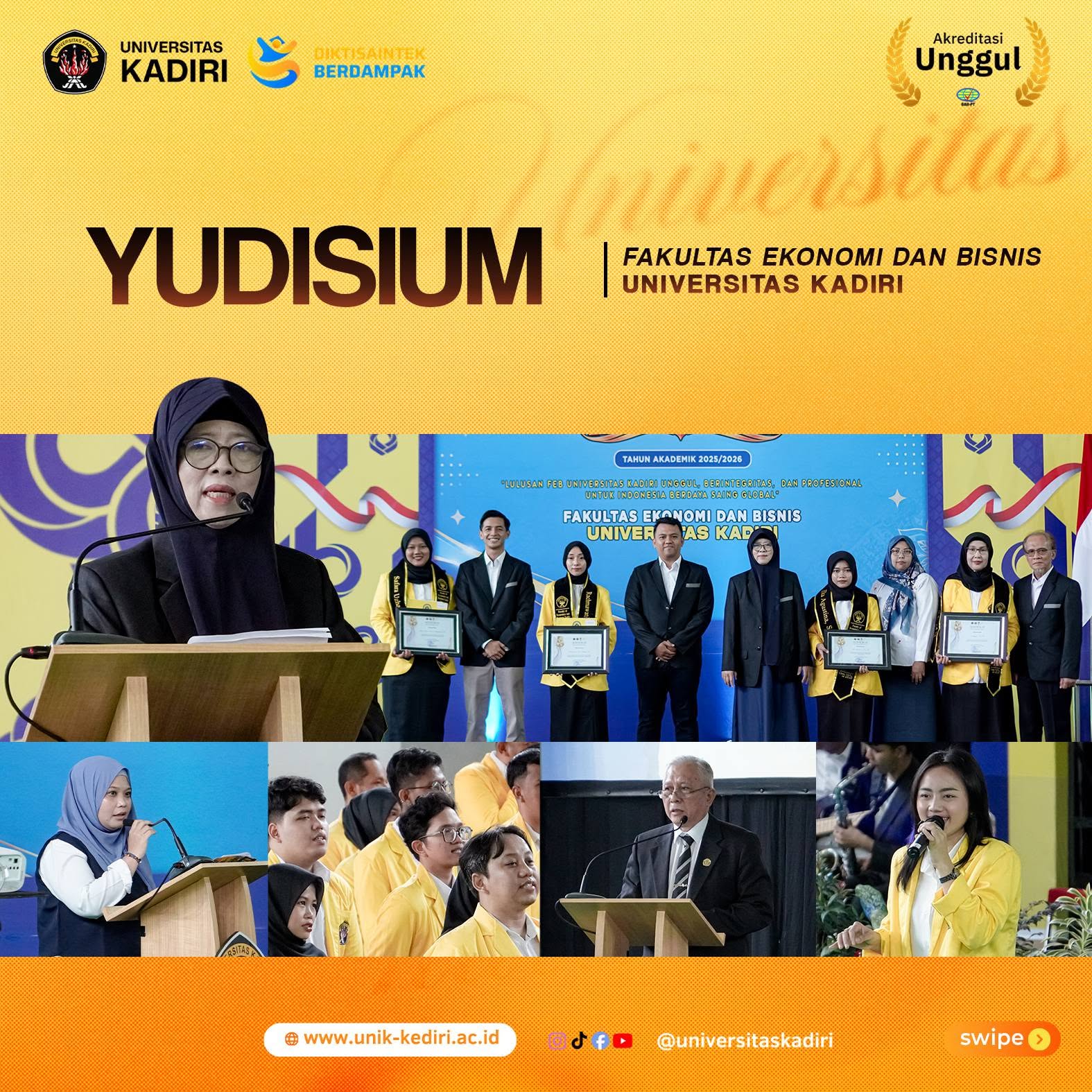 Yudisium Fakultas Ekonomi dan Bisnis Universitas Kadiri Tahun Akademik 2025/2026 Kukuhkan 259 Lulusan